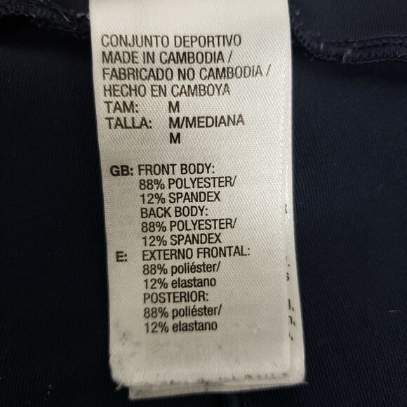 Adidas Performance Leggings Tights Navy Blue Animal Print Three Stripes Logo M - Picture 12 of 13